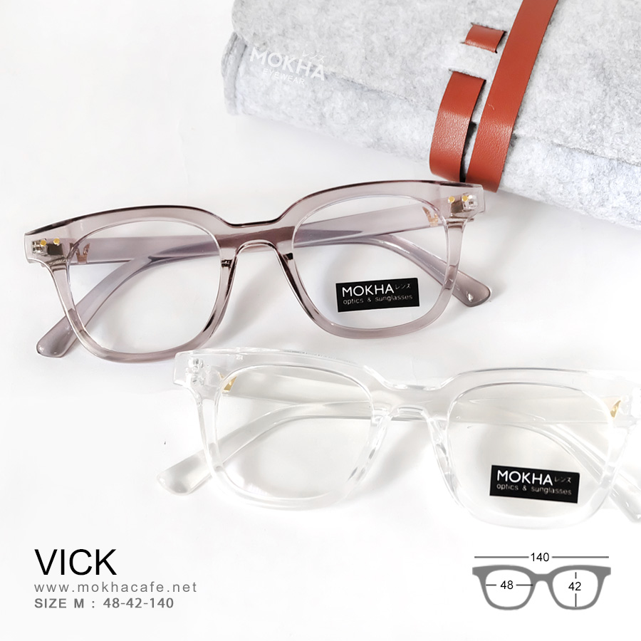 VICK - grey clear แว่นตาทรงเหลี่ยม กรอบหนา กว้าง 140 มม.(sizeM) H42