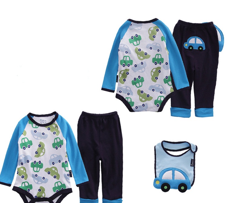 เซตเสื้อผ้าเด็ก Cuddle me แบรนด์แท้ บอดี้สูทแขนยาว+กางเกงขายาว+ผ้ากันเปื้อน