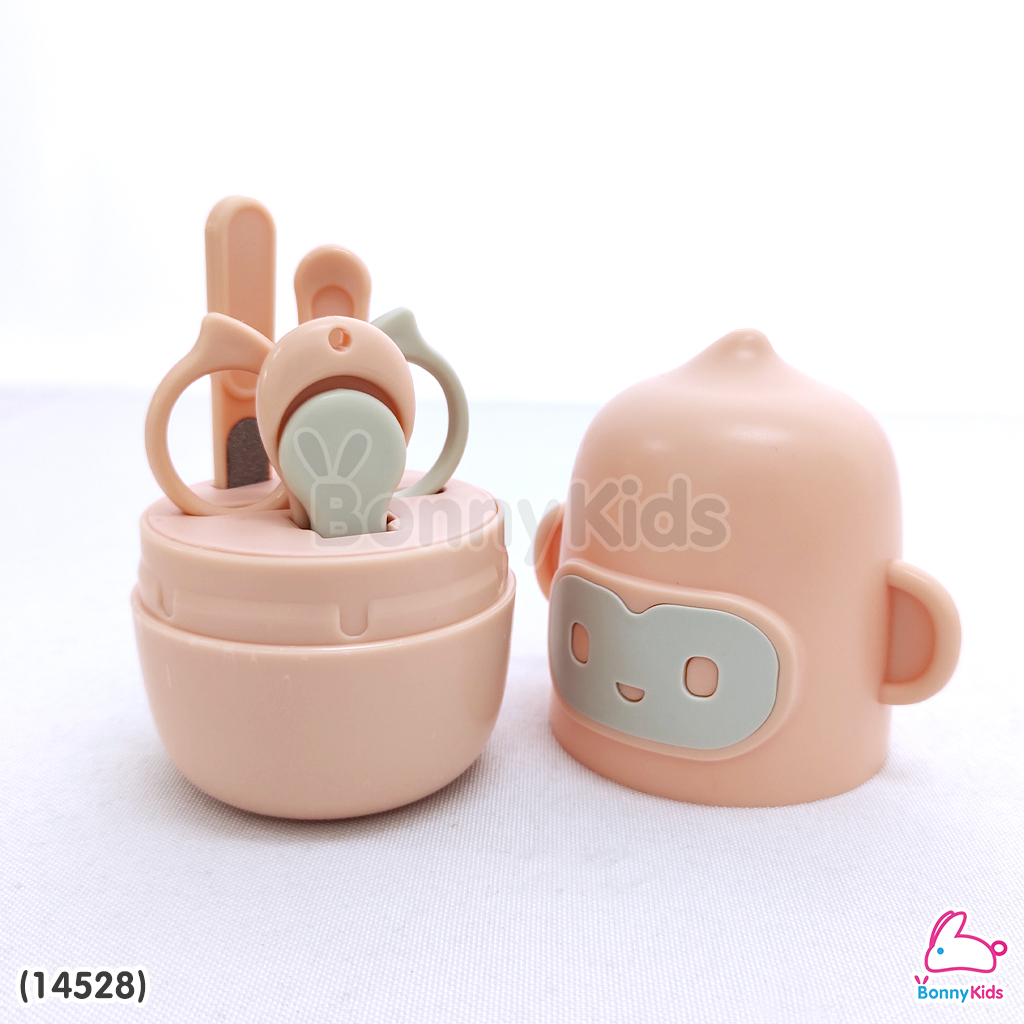 (14528) ชุดกรรไกรตัดเล็บเด็กเล็ก 4 ชิ้น กระบอกลิงน้อย (กรรไกรตัดเล็บ แหนบ ตะไบ กรรไกรหัวสั้น)
