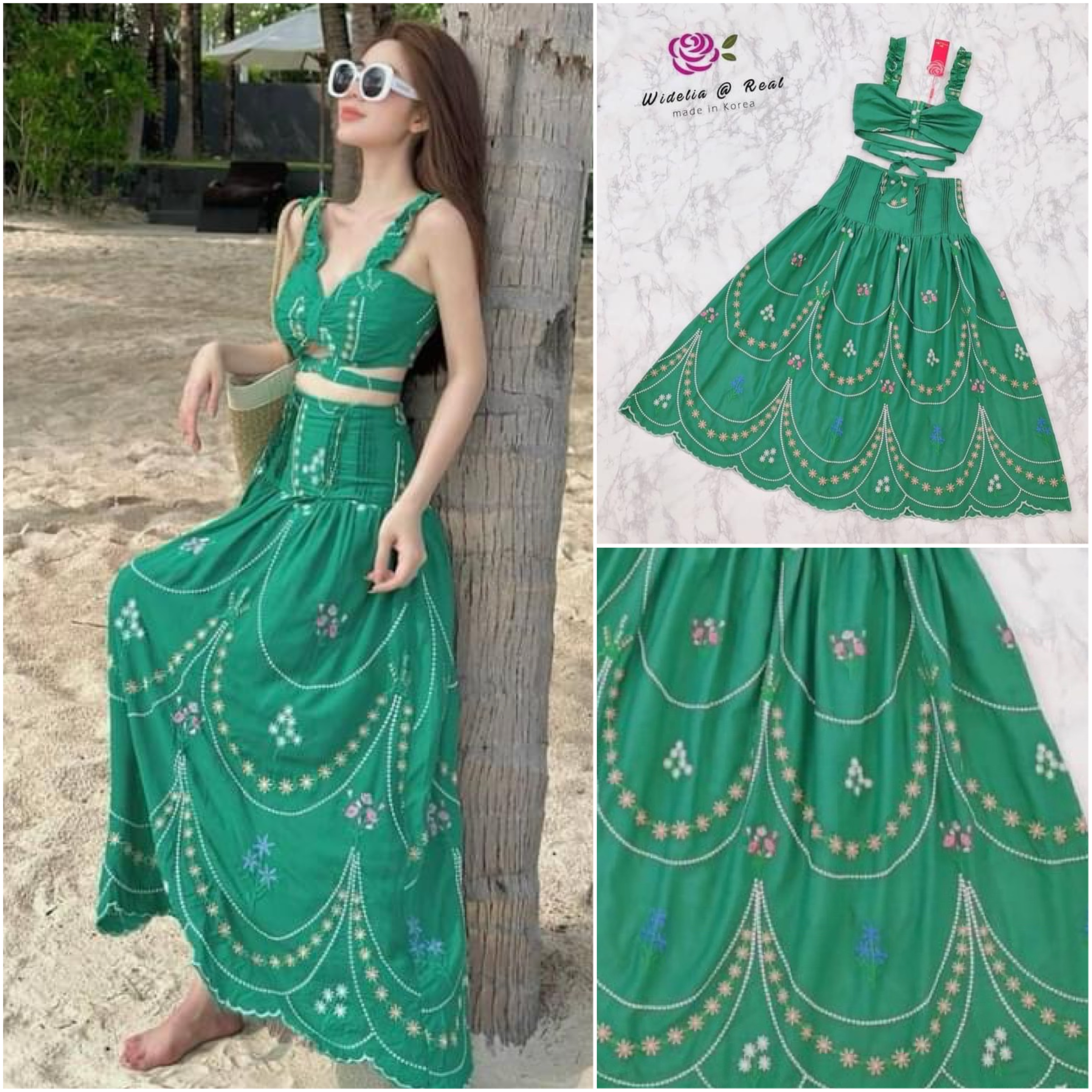 เซตเสื้อบราตัวสวยทรงดี มีกิมมิคสายพันรอบเอวผูกโบเก๋ มาเค้าชุดกับ กระโปรงทรงเอบานพริ้วสวย ใส่สบาย สินค้าคุณภาพ (พร้อมส่ง)