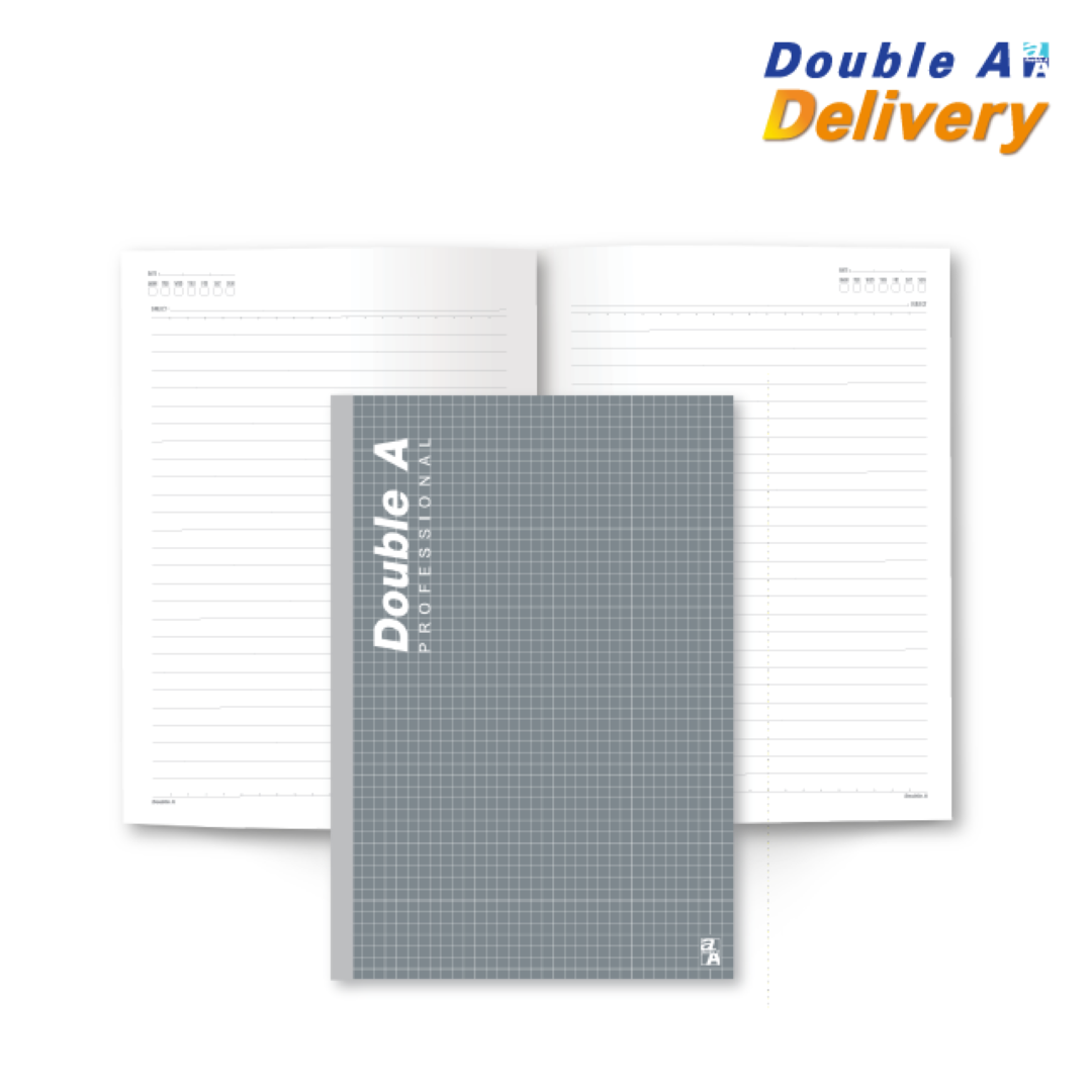 [4เล่ม]สมุดสันกาว Double A Professional ขนาด A5 70 แกรม จำนวน 40 แผ่น เนื้อในมีเส้น สีเทา