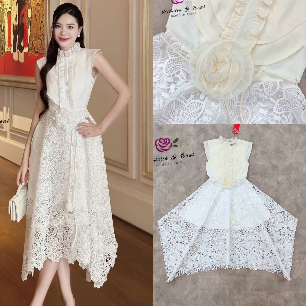 Dress :: เดรสยาวตัวสวยทรงเก๋ แต่งระบายเล็กๆน่ารัก ท่อนล่างเดรสทรงเอบาน ต่อชิ้นผ้าด้วยผ้าลูกไม้ลายสวยอลัง พร้อมซับด้านในเนื้อดี เอวมาพร้อมสายคาดเอว สินค้าคุณภาพ (พร้อมส่ง)