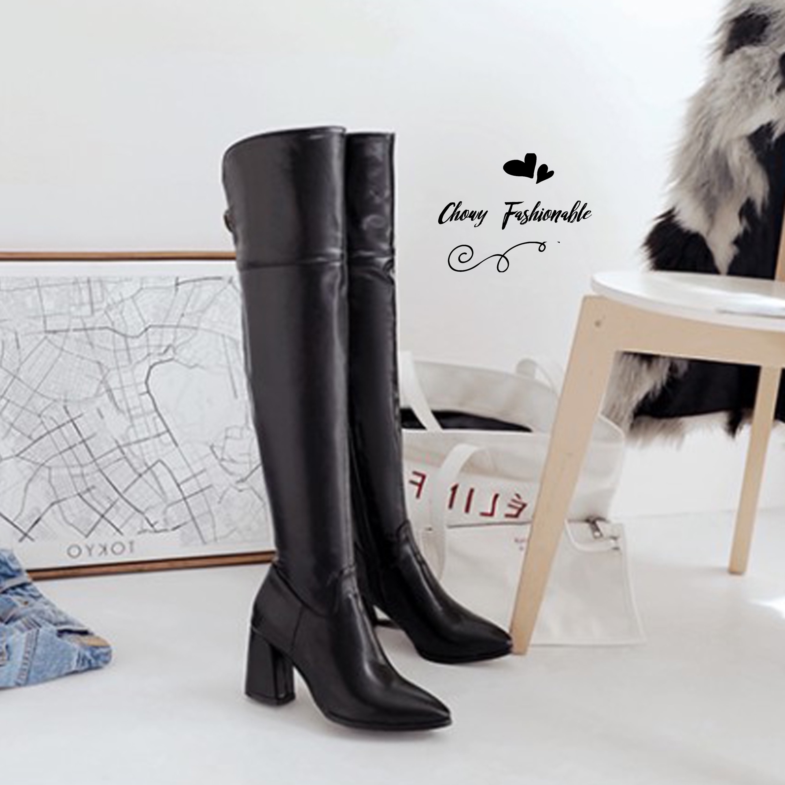 รองเท้าไซส์ใหญ่ 40-48 บูทไซส์ใหญ่ บู้ทยาวเหนือเข่า บู้ทยาวส้นสูง CHOWY KR1152