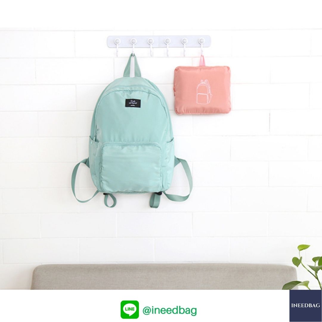 DINIWELL กระเป๋าเป้พับได้ กระเป๋าพับได้ กันน้ำ น้ำหนักเบา ใช้ได้ทุกโอกาส มี 4 สีให้เลือก (DINIWELL Foldable Travel Backpack Unisex Lightweight Portable School Backpack Laptop Bag Casual Water Resistant)