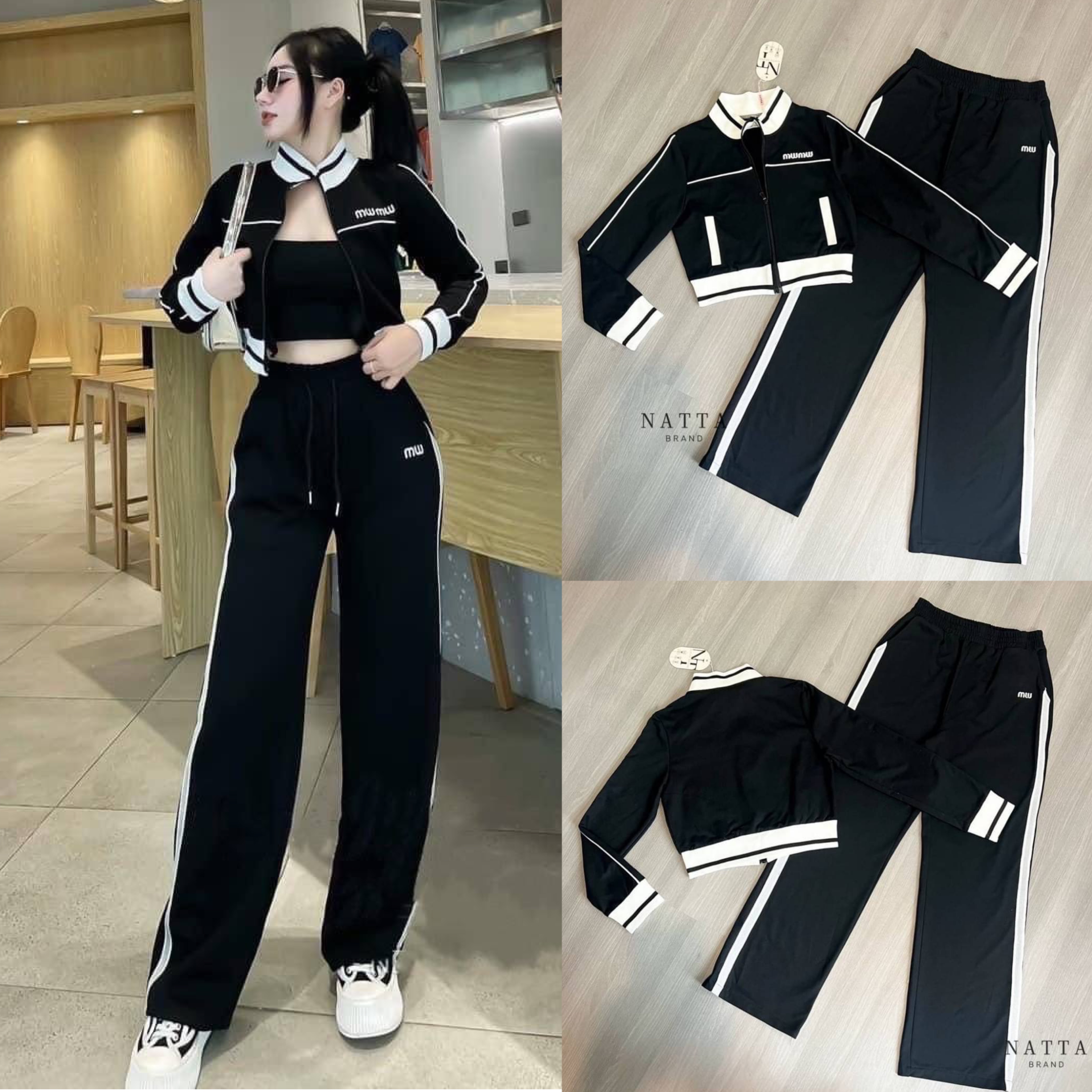 ชุด Set Warm งานปักลายที่เสื้อและกางเกง มาพร้อมกางเกงทรง Oversize เอวยางยืด ใส่สบาย สินค้าคุณภาพ (พร้อมส่ง)