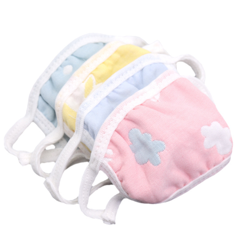 แมสผ้าเด็ก หน้ากากผ้าเด็กเล็ก 1-5 ขวบ ซักใช้ซ้ำได้ 100% Cotton ทอหนา 6 ชั้น หายใจไม่อึดอัด คละลาย