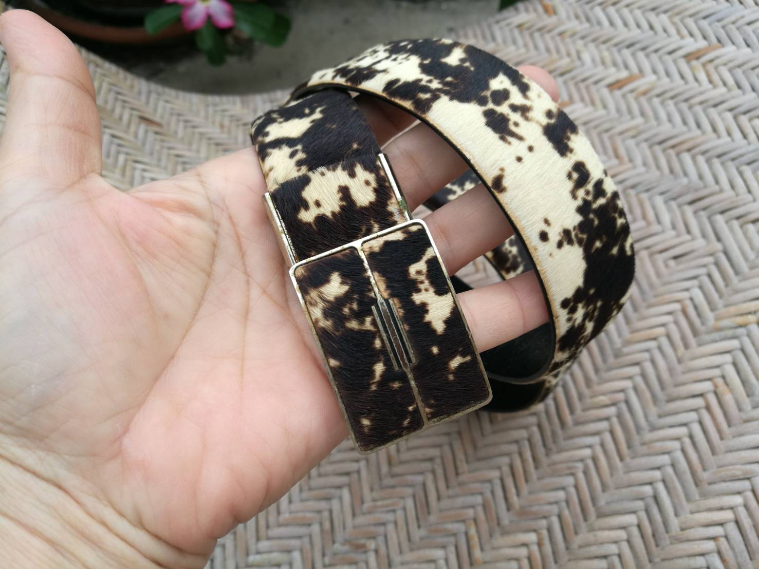 เข็มขัดชาย ขนวัวแท้ สวยมากๆ (ของใหม่)