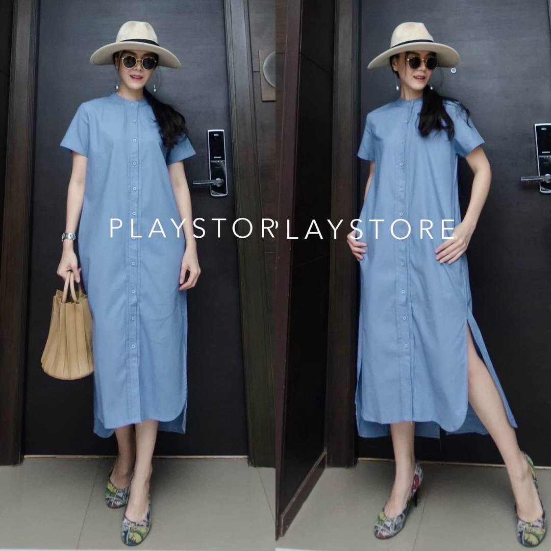 เดรสคอจีนตัวยาว ทรงเรียบง่าย เนื้อผ้าสวย กระดุมผ่าหน้าเปิดปิดได้หมด มีกระเป๋าล้วงได้2ข้างด้านหน้า ผ่าแหวกข้าง สไตล์เรียบง่ายใส่สบาย : สินค้าคุณภาพ (พร้อมส่ง)