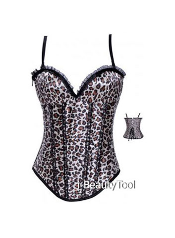 คอร์เซ็ท Corset สายเดี่ยว ลายเสือดาว สุดเซ็กซี่ - L
