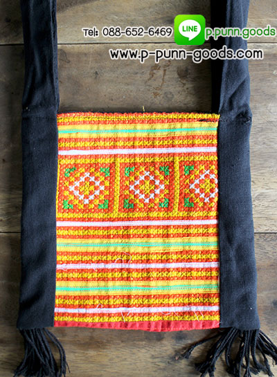 กระเป๋าย่าม ผ้าปักชาวเขา (ใบเล็ก) - size S
