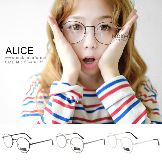 ALICE - gray กรอบโลหะทรงกลม กว้าง 135 มม.(sizeM) H48
