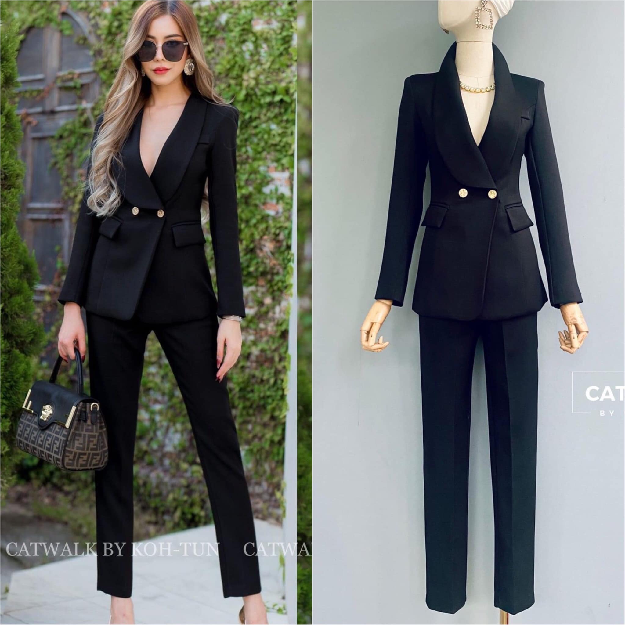 เซตเบลเซอร์คอกล้วย+กางเกงขายาวทรงสวย เนื้อผ้าสวยมาก เป็นผ้าลายทอ ตัวเบลเซอร์เป็น ทรงเข้ารูป สินค้าคุณภาพ (พร้อมส่ง)