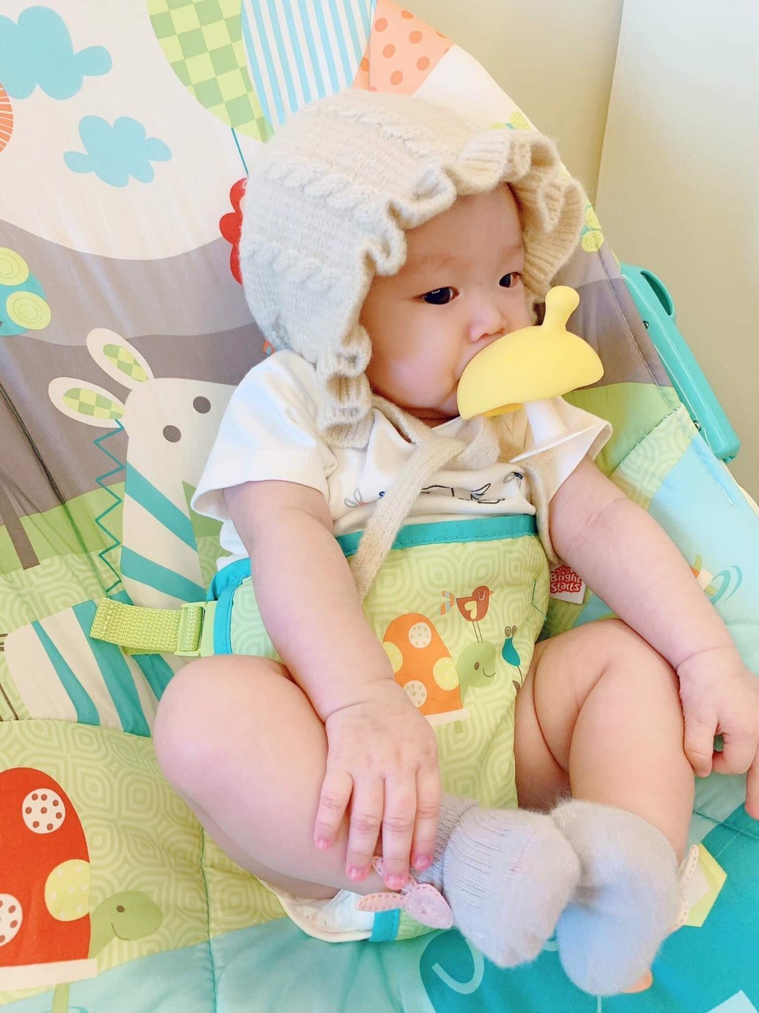 (15050) ยางกัดเห็ด Mombella Mushroom Soothing Teether-Pink ยางกัดสุดฮิตในอังกฤษ(สีชมพู)