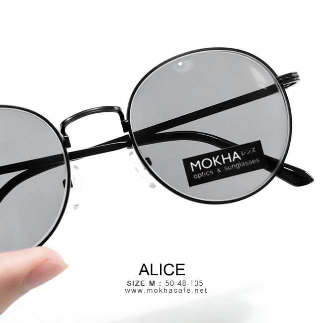 [pre-order] แว่นกันแดด ALICE - black กรอบโลหะทรงกลม กว้าง 135 มม.(sizeM)