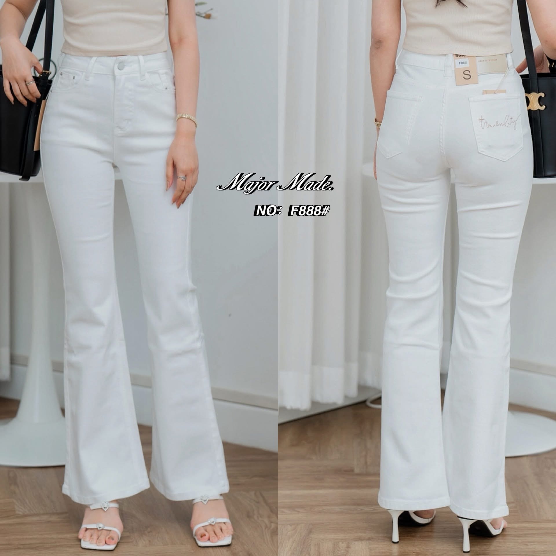 กางเกงยีนส์สีขาวขาม้ายาว ทรงเอวสูงงงง รุ่นนี้ขอบอกเลยผ้านิ่มมากๆๆ เนื้อผ้านิ่มหนา ยืดหยุ่นได้เยอะ ใส่ทรงเป๊ะเข้ารูป ใส่สบาย : สินค้าคุณภาพ (พร้อมส่ง)