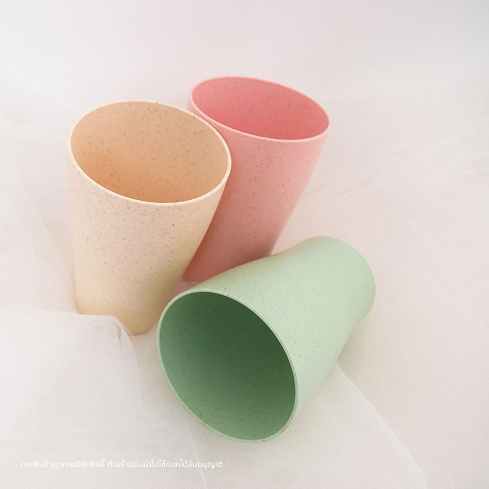 แก้วน้ำเด็ก แก้วน้ำจากฟางข้าวสาลี BPA-Free ปลอดสารพิษ เป็นมิตรต่อสิ่งแวดล้อม