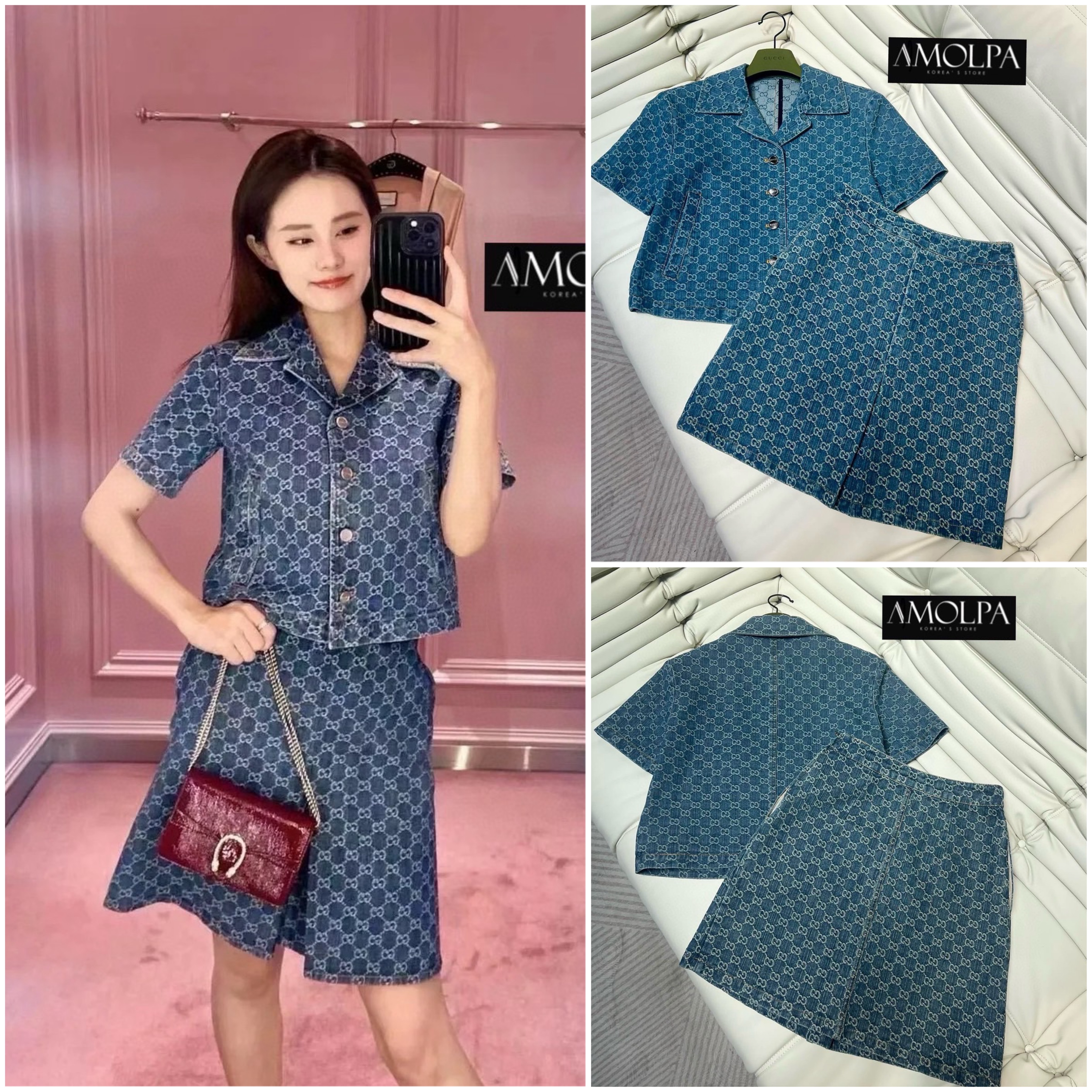 SET GUCCI DENIM งาน Hiend งานผ้ายีนส์ ผ้าดีม๊าก ผ้าใส่สบายมาก : สินค้าคุณภาพ (พร้อมส่ง)