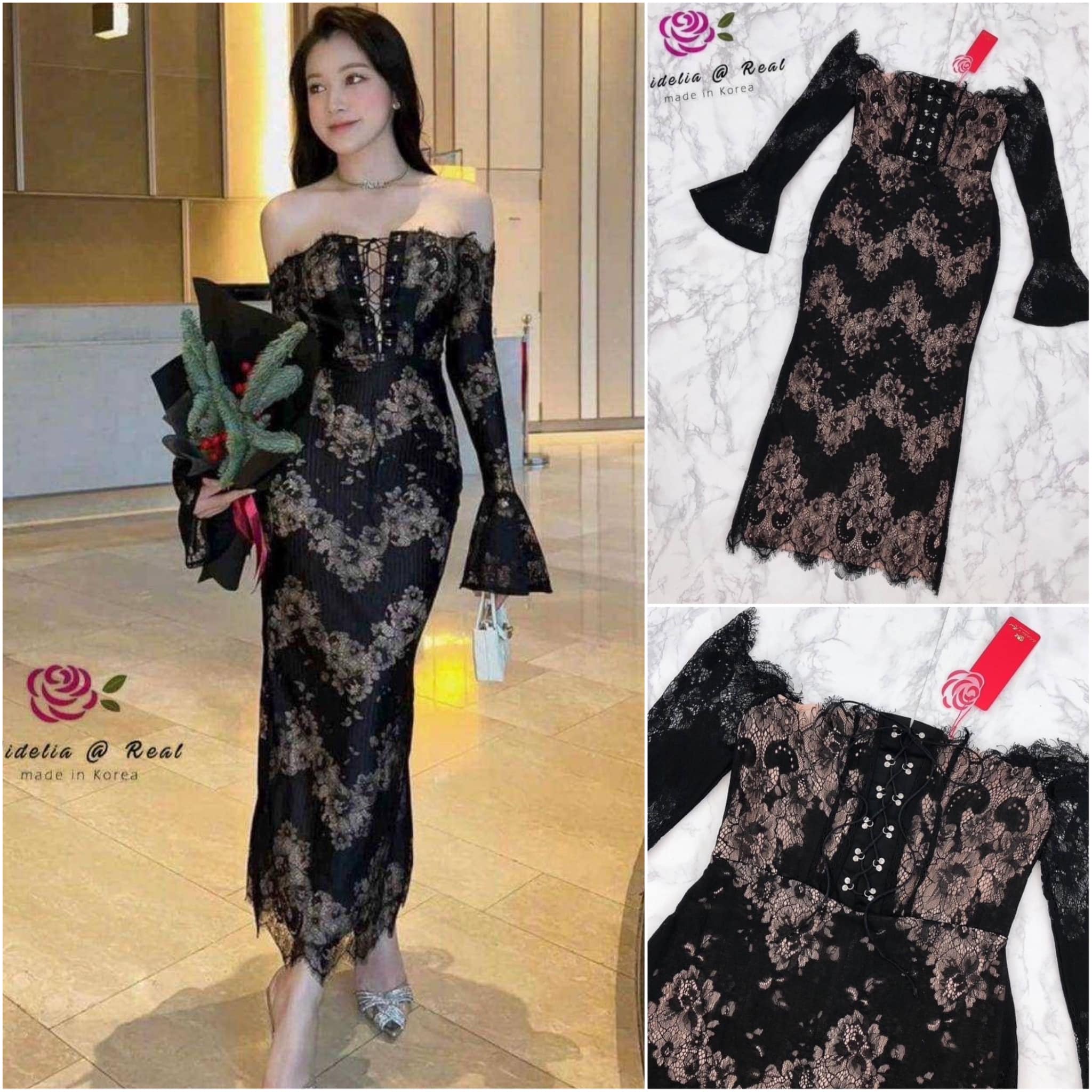 เดรสปาดไหล่ตัวยาวสวยสุด Sexy บอกเลยแพทเทิ้ลสวยเนี๊ยบสุดๆ ใส่สบาย สินค้าคุณภาพ (พร้อมส่ง)