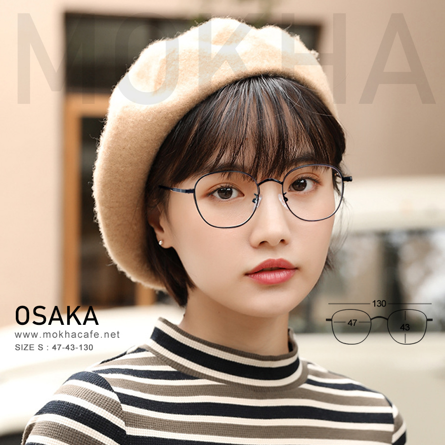 OSAKA - green silver แว่นตาทรงกลมรี กรอบแว่นโลหะ กว้าง 130 มม.(sizeS) H43