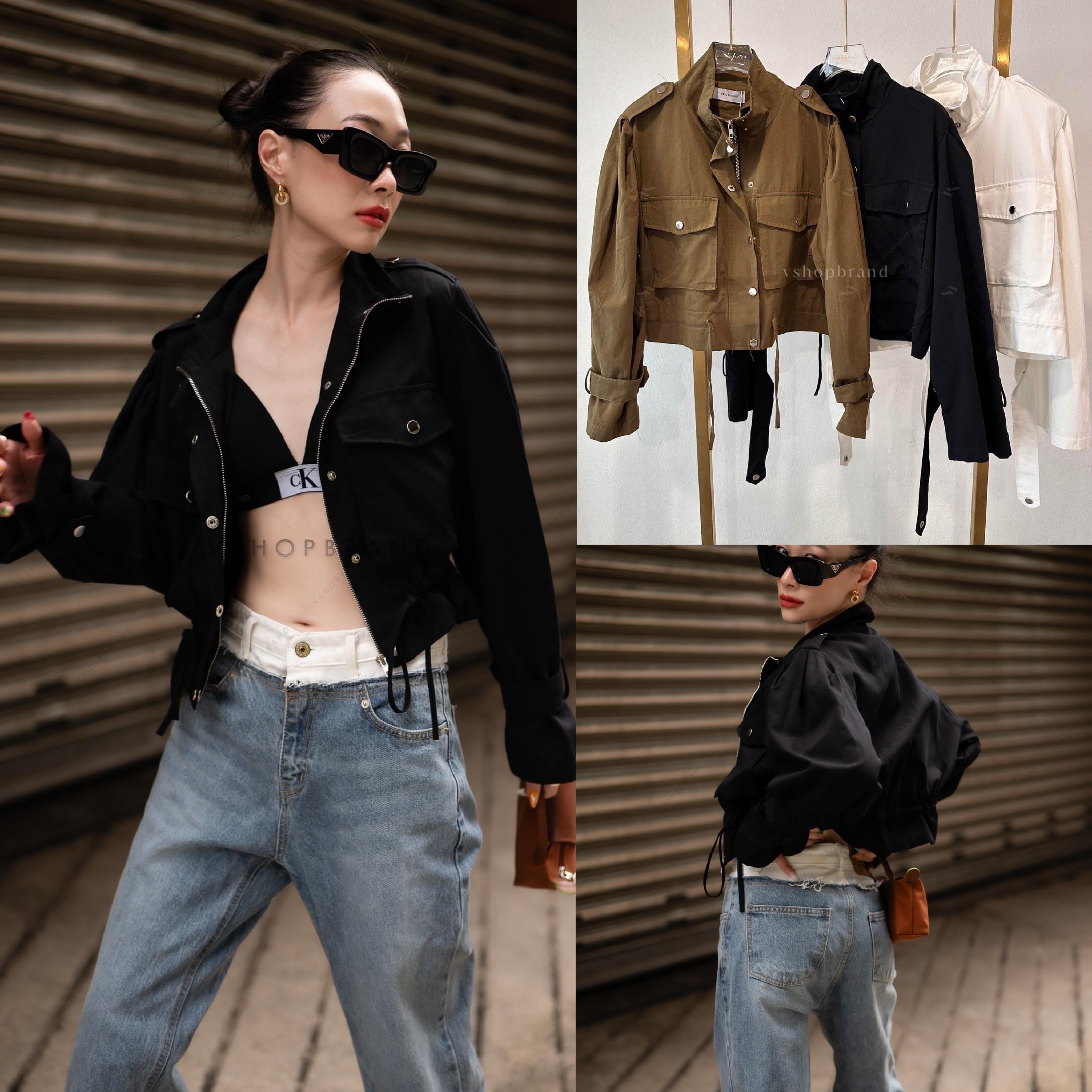 แจ็คเก็ตกระเป๋าอกใหญ่ รูดเอว : สินค้าคุณภาพ (พร้อมส่ง)