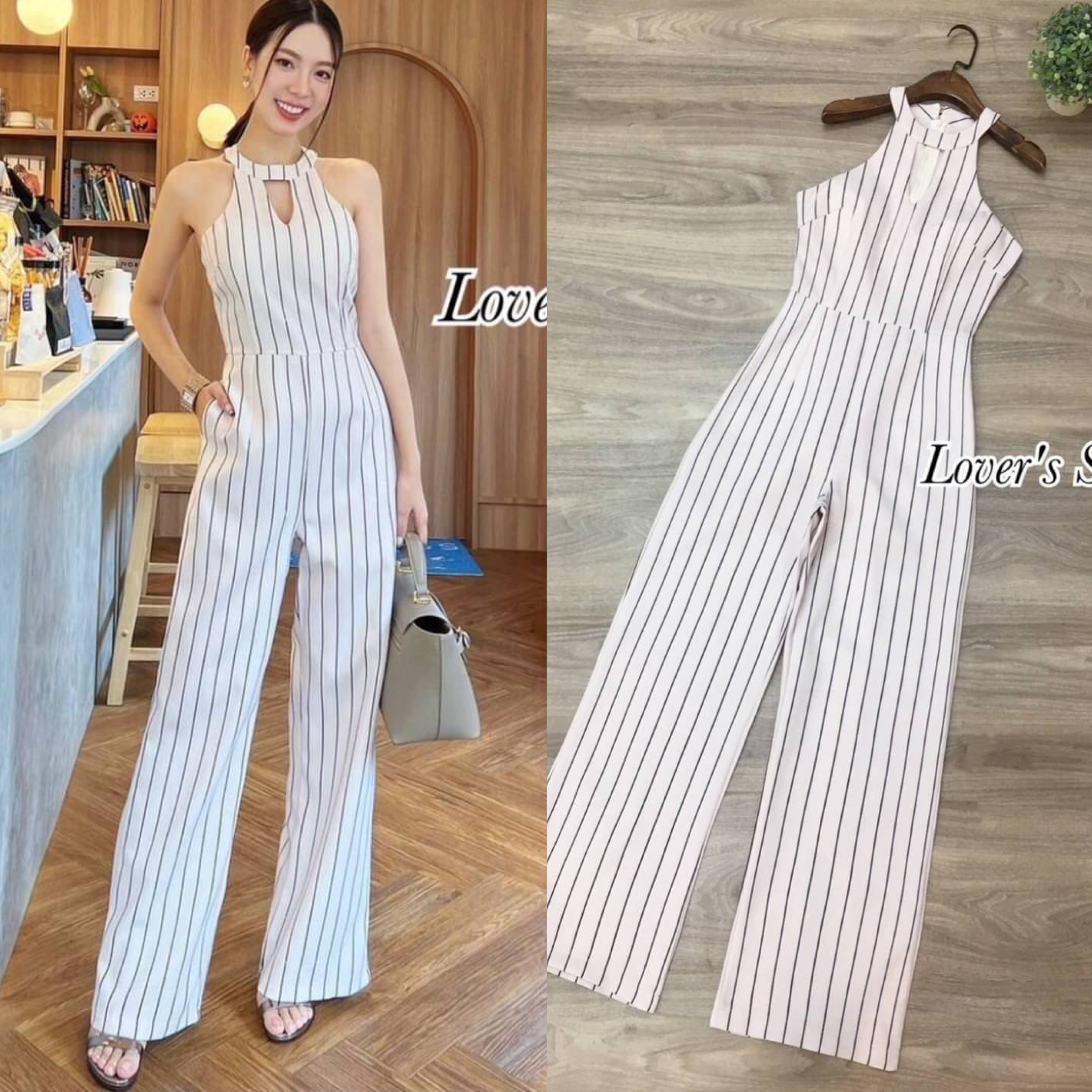 จั้มสูทกางเกงขายาว ดีเทลว้าวช่วงอกแอบเซ็กซี่เล็กๆ มีฟองน้ำเสริมอก ขาทรงกระบอกกลาง ทรงสวยเข้ารูป สินค้าคุณภาพ (พร้อมส่ง)