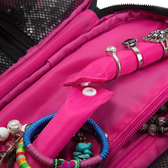 กระเป๋าเก็บเครื่องประดับ จัดเก็บสร้อยข้อมือ ต่างหู แหวน สร้อยคอ กำไล นาฬิกา คุณภาพสูง (Rose Pink)