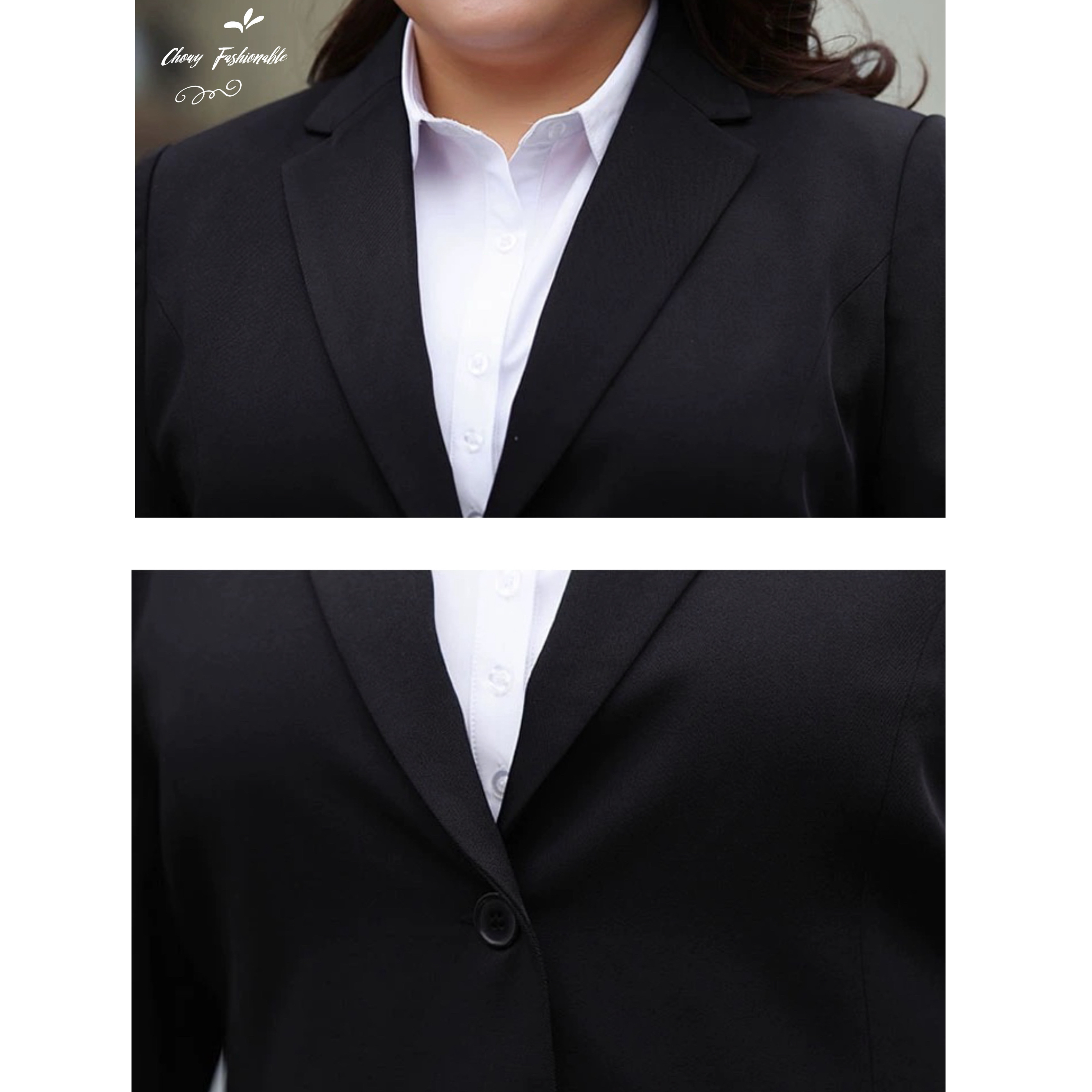 ชุดเสื้อสูทไซส์ใหญ่ 6XL-10XL รอบอก 42-50" เอว 36-42" เสื้อสูทผู้หญิงสาวอวบ สูทคนอ้วน กางเกงสูท กระโปรสูท ผู้หญิงไซส์ใหญ่ FF0342BL