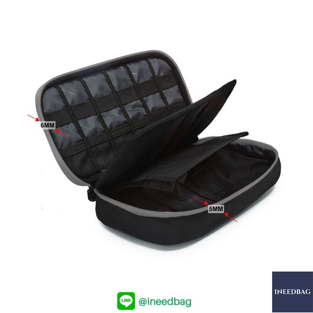 ฺBagsmart กระเป๋าจัดระเบียบอิเล็กทรอนิกส์ กระเป๋าใส่สายชาร์จ กระเป๋าใส่ฮาร์ดดิสก์ กระเป๋าใส่อุปกรณ์ไอที มีสองชั้น ช่องเยอะพิเศษ มีหูหิ้วพกพาสะดวก (ดำ-เทา)
