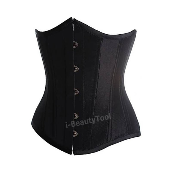 คอร์เซ็ท Corset ครึ่งตัวสีดำ แบบเรียบ ผ้าซาติน กระชับเอวและหน้าท้อง โดยเฉพาะ คุณภาพเยี่ยม