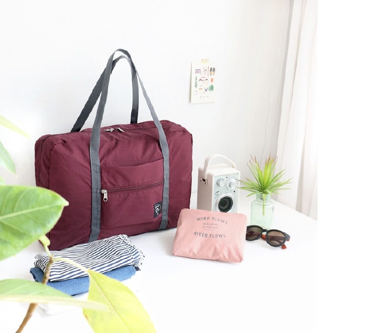 Wind Blows กระเป๋าเดินทางพับเก็บได้ เสียบที่จับกระเป๋าเดินทางได้ มีซิปรูดตอนพับเก็บ สำหรับการเดินทาง ท่องเที่ยว