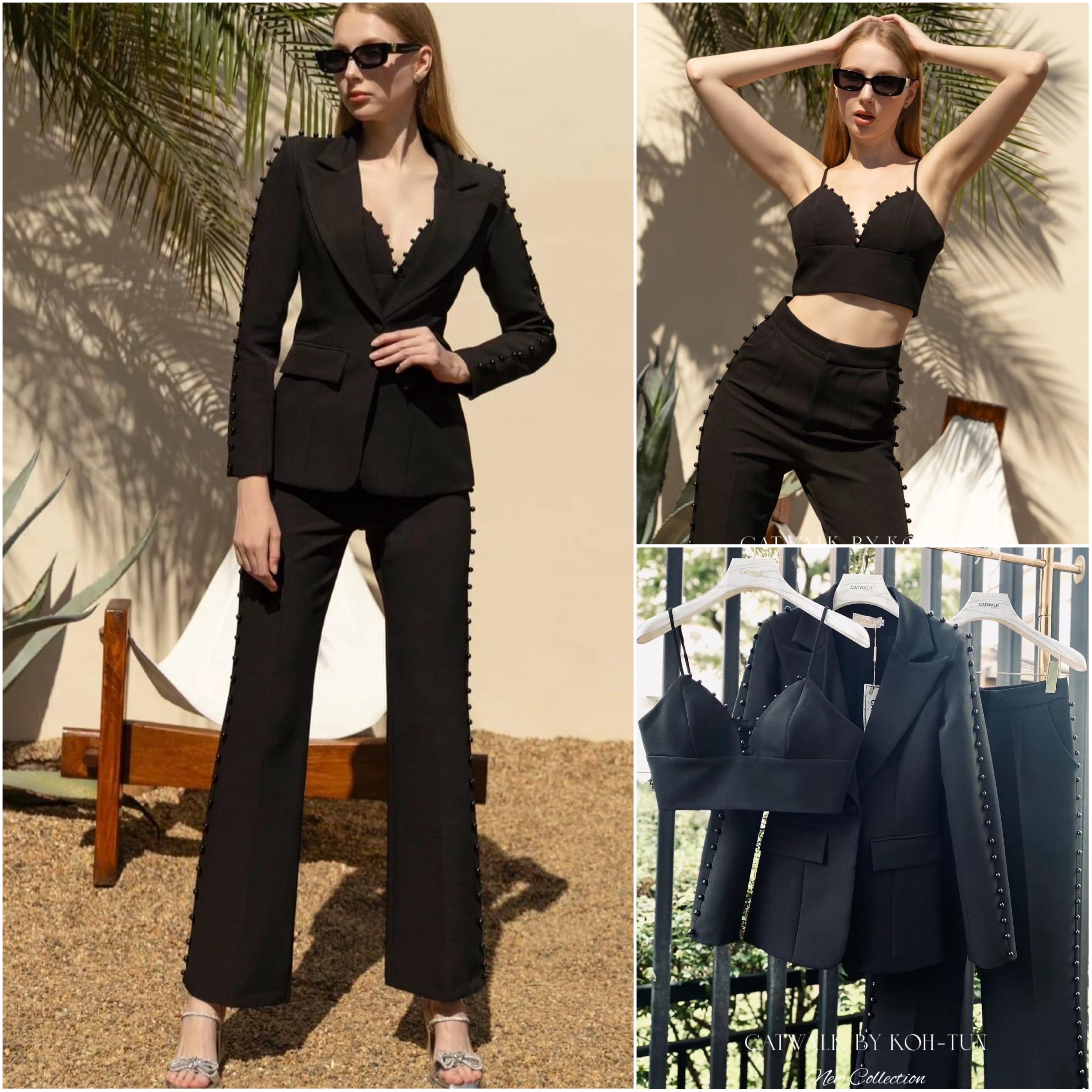 เซตBLAZER 3 ชิ้น เนื้อผ้าเกรดเอ ตัวBLAZER เป็นทรงกึ่งเข้ารูปทรงสไตล์เท่ห์ๆ ช่วงแขนแต่งด้วย หมุดมุกเรียงเม็ดโทนสีตามตัวชุดดูหรูมาก ด้านในมีซับ+เสื้อครอปสายเดี่ยวทรงเข้ารูปตามตัว +กางเกงเป็นทรงขาม้า ใส่สบาย สินค้าคุณภาพ (พร้อมส่ง)