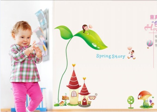 สติกเกอร์แต่งห้อง DIY กันน้ำ ลาย Spring Story ลอกออกแล้วติดซ้ำได้