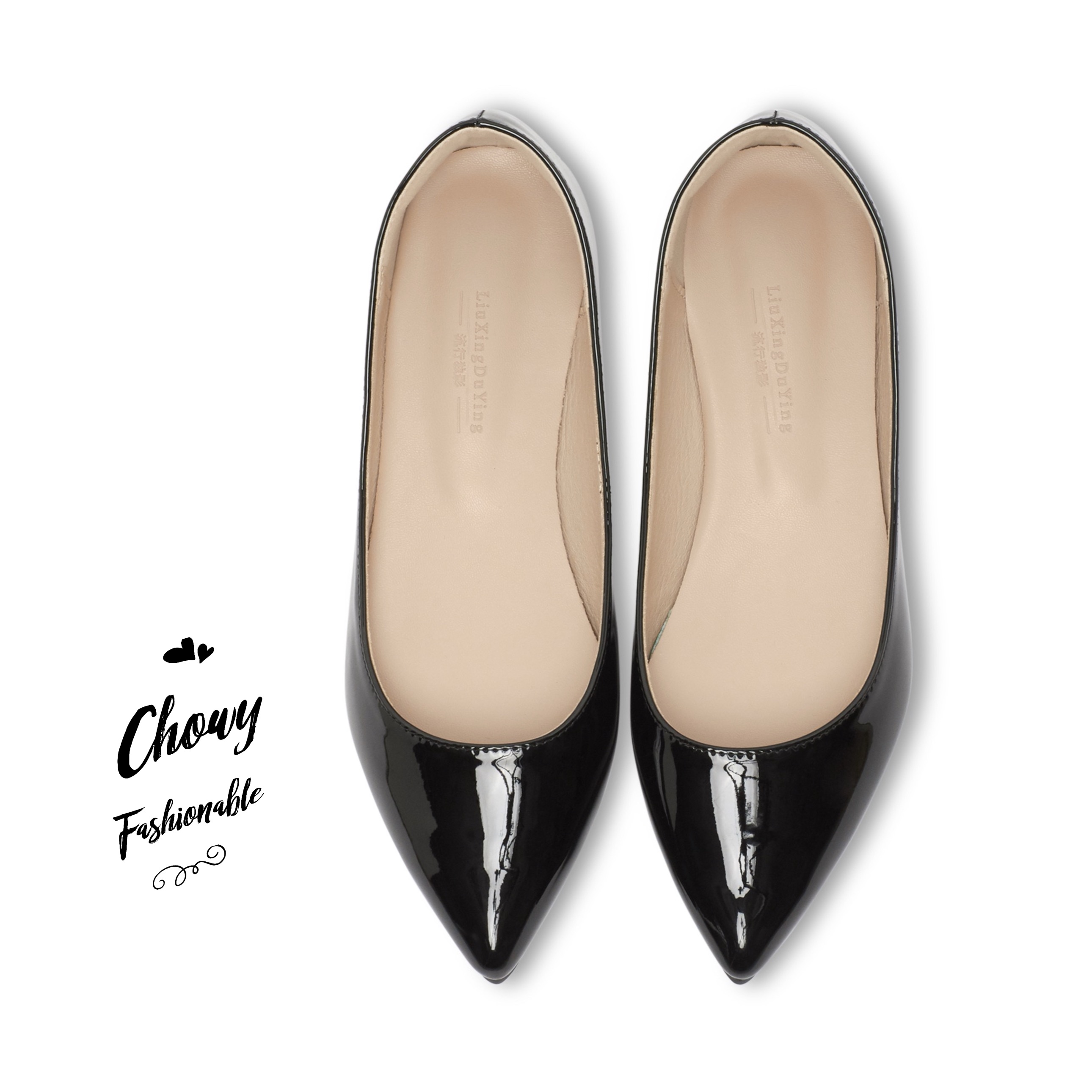 รองเท้าไซส์ใหญ่ 40-48 คัชชูหัวแหลม ส้นแบนไซส์ใหญ่ Shanon Glossy Pointed KR0622