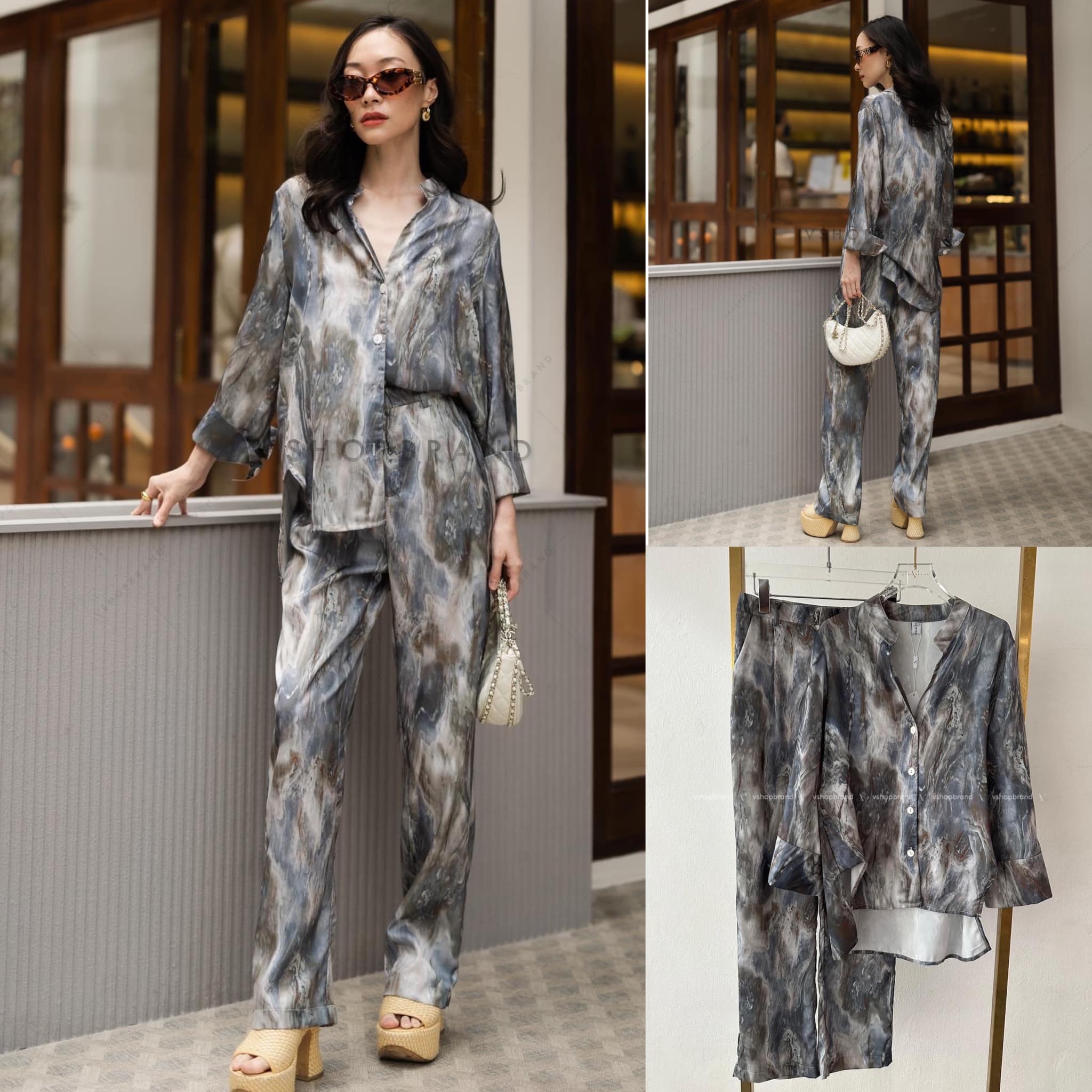 Set เสื้อเชิ้ตลายสาดสี + กางเกงขายาว สินค้าคุณภาพ (พร้อมส่ง)