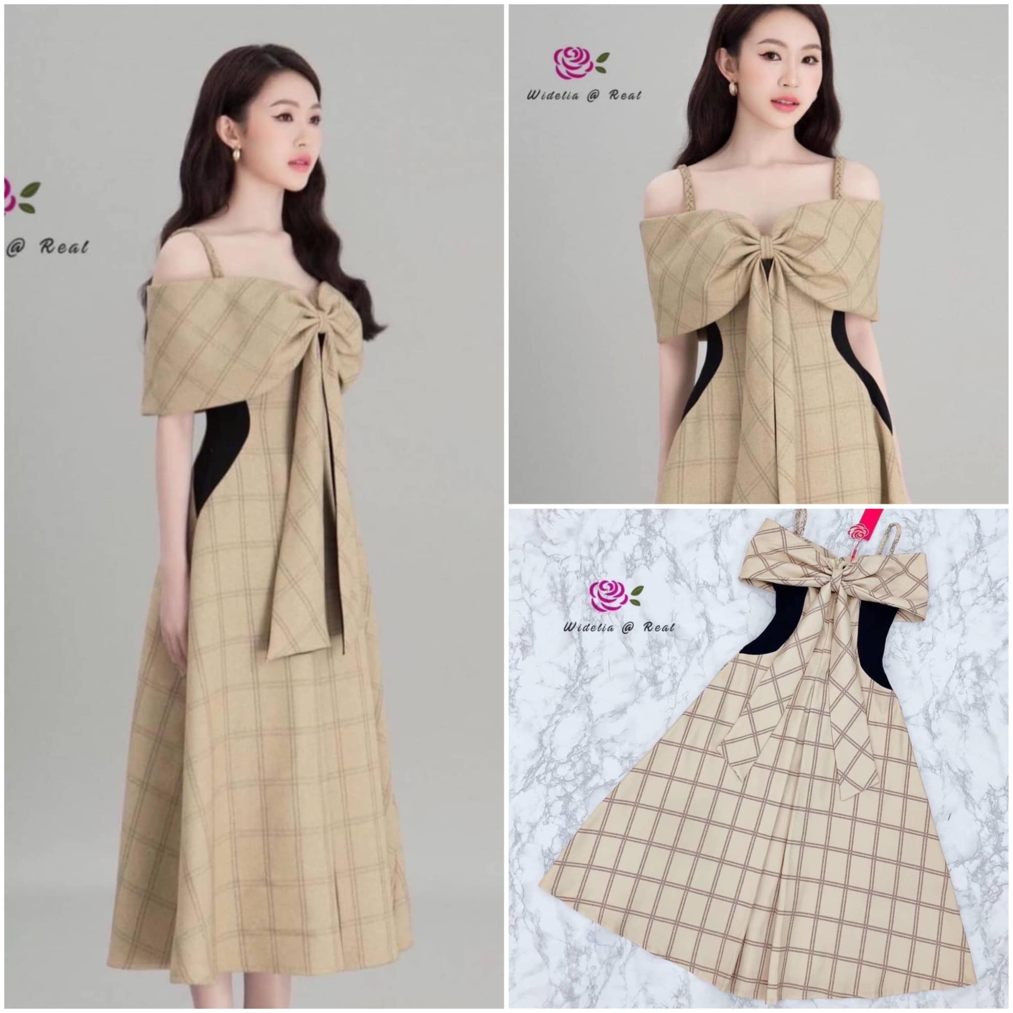 แม็กซี่เดรสตัวยาว แสนสวย กรี๊ดมากแม่สำหรับรุ่นนี้ เนื้อผ้าลาย ตารางมาในโทนสีที่ผู้ดีมากค่ะ 👍🏻 สินค้าคุณภาพ (พร้อมส่ง)