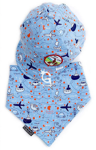 หมวกเด็ก หมวกทารก หมวกเด็กอ่อน Set หมวกแก๊ป+ผ้ากันเปื้อนเด็กสามเหลี่ยม Where Are We Going? Dad! เด็ก 3-24 เดือน