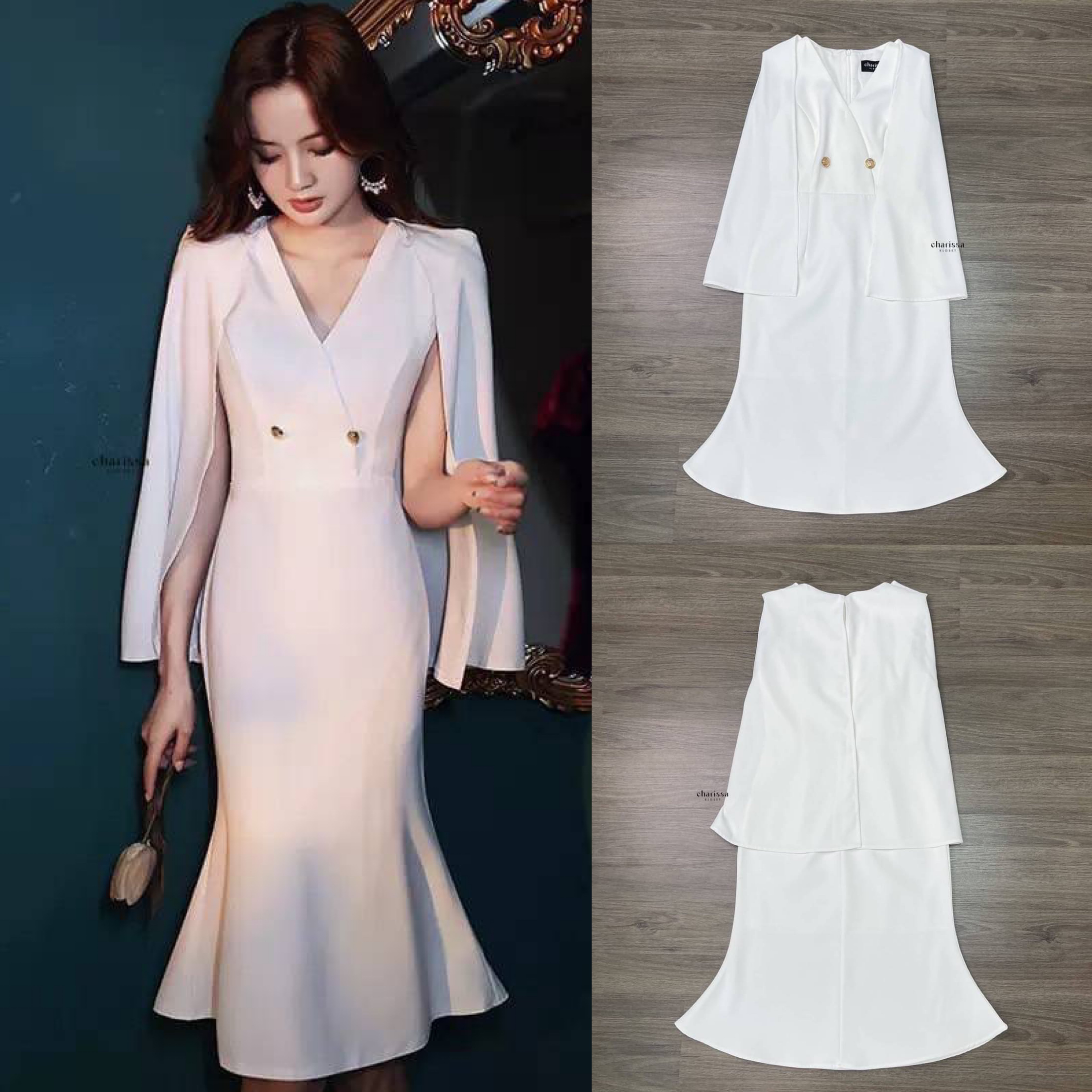 เดรสสูทชายระบาย ทรงปีกค้างคาว สวยหรู ผู้ดีสุดดด สินค้าคุณภาพ (พร้อมส่ง)