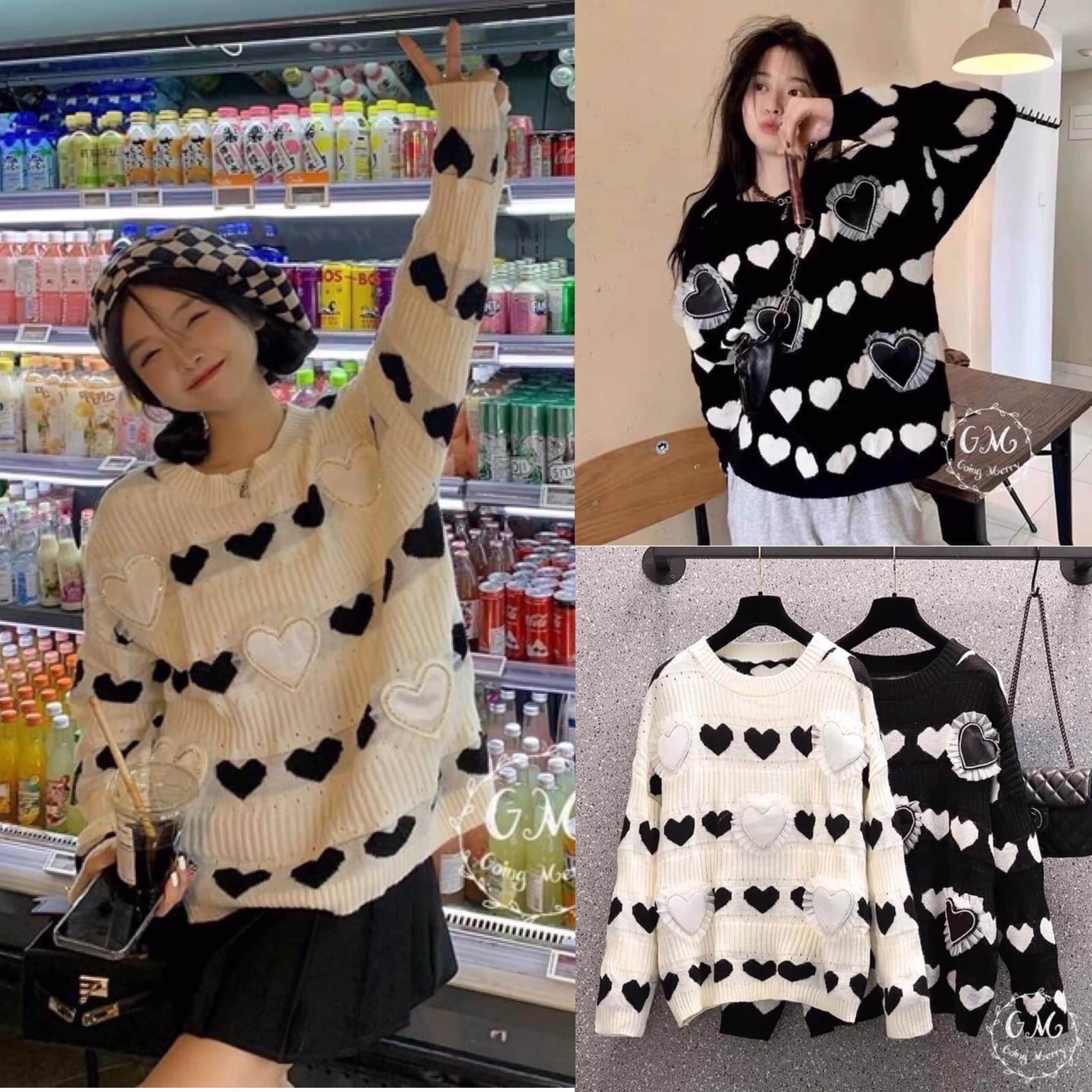 เสื้อสุดฮิต ไหมพรมขนกระต่ายทอเส้นเล็ก เนื้อละเอียด ผ้าเนื้อนิ่มมากกก ยืดหยุ่นได้เยอะ ผ้าเนื้อเย็น ใส่สบาย ระบายอากาศได้ดี ผ้าสวยมากค่ะ ทรงคอกลม งานทอลายเส้น ลายหัวใจทั้งตัว : สินค้าคุณภาพ (พร้อมส่ง)