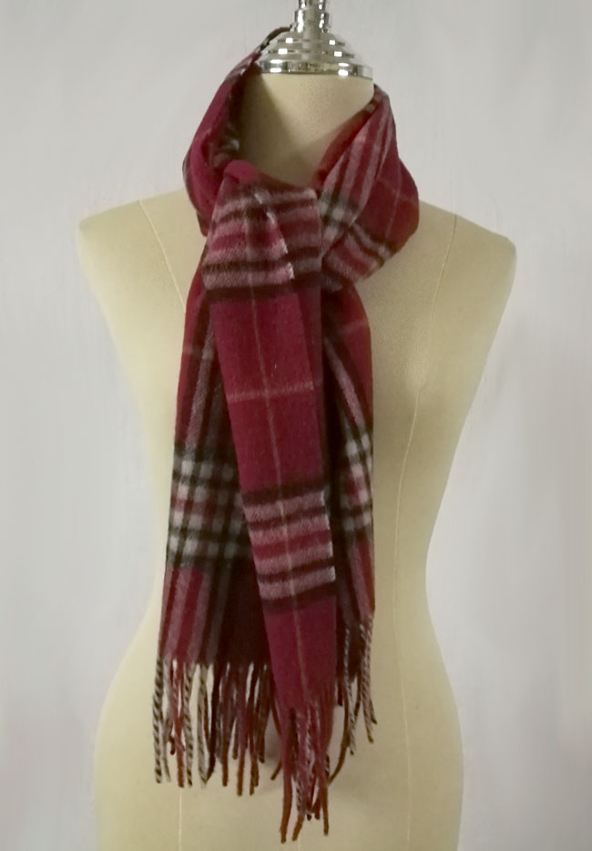ผ้าพันคอ 100% Wool ลายสก็อตสีแดง สวยมาก อุ่นติดลบ /ของใหม่/