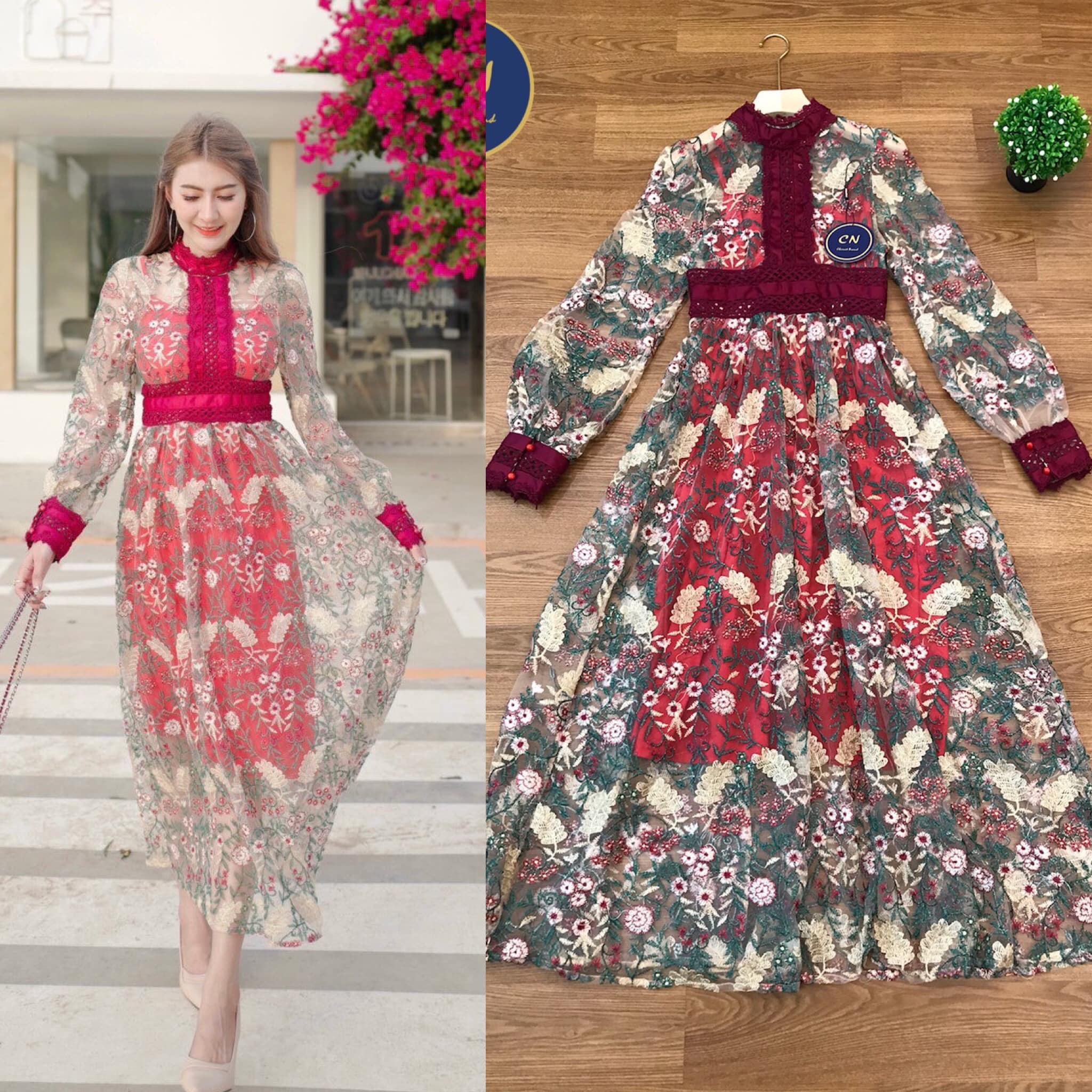 ชุดเดรสกระโปรงยาวปักลูกไม่ทั้งตัว แน่นว่างานปักลูกไม้ทั้งตัว ผ้าดี ใส่สบาย ใส่ง่าย มีซิปหลัง มีซับใน สาวๆทั้งหลายไม่ควรพลาด เลยจ้า : สินค้าคุณภาพ พร้อมส่ง