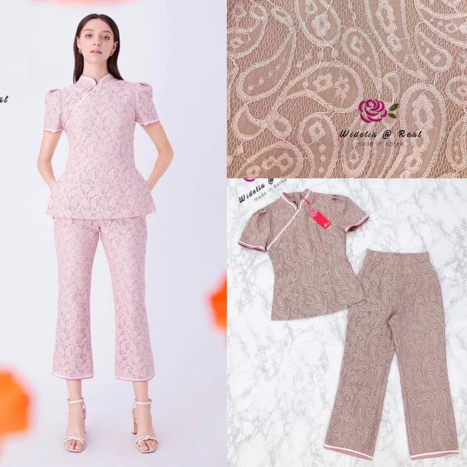 Set Top&Pant เซ็ทเสื้อกี่เพ้ากับกางเกงแสนสวย เซ็ทนี้เห็นแล้วต้องกรี๊ดคุณขา! เนื้อผ้าลูกไม้สั่งทำพิเศษลวดลายสวย ใส่สบาย : สินค้าคุณภาพ (พร้อมส่ง)
