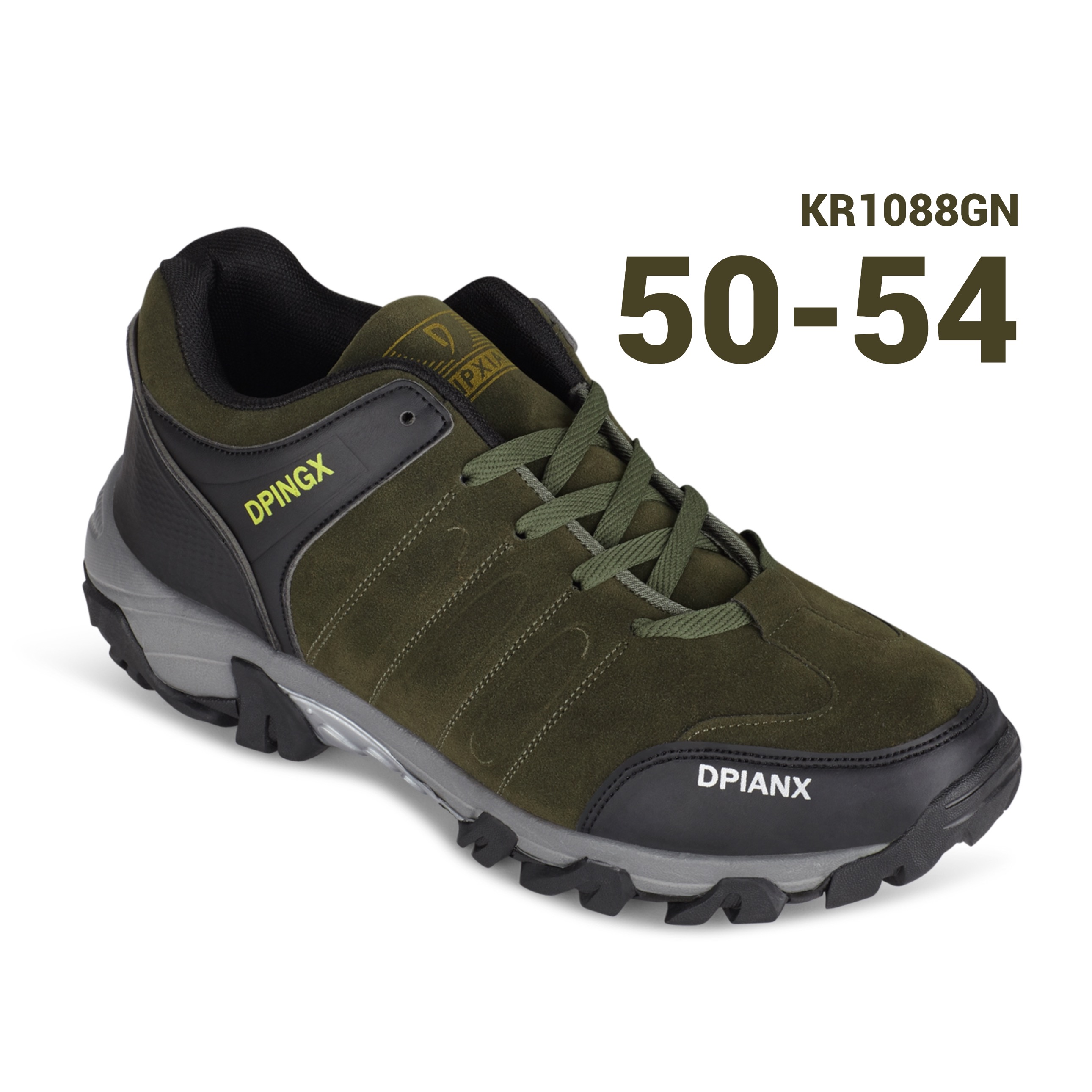 รองเท้าผ้าใบชายไซส์ใหญ่ 50-54 สีเขียวขี้ม้า หนังนูบัค KR1088GN