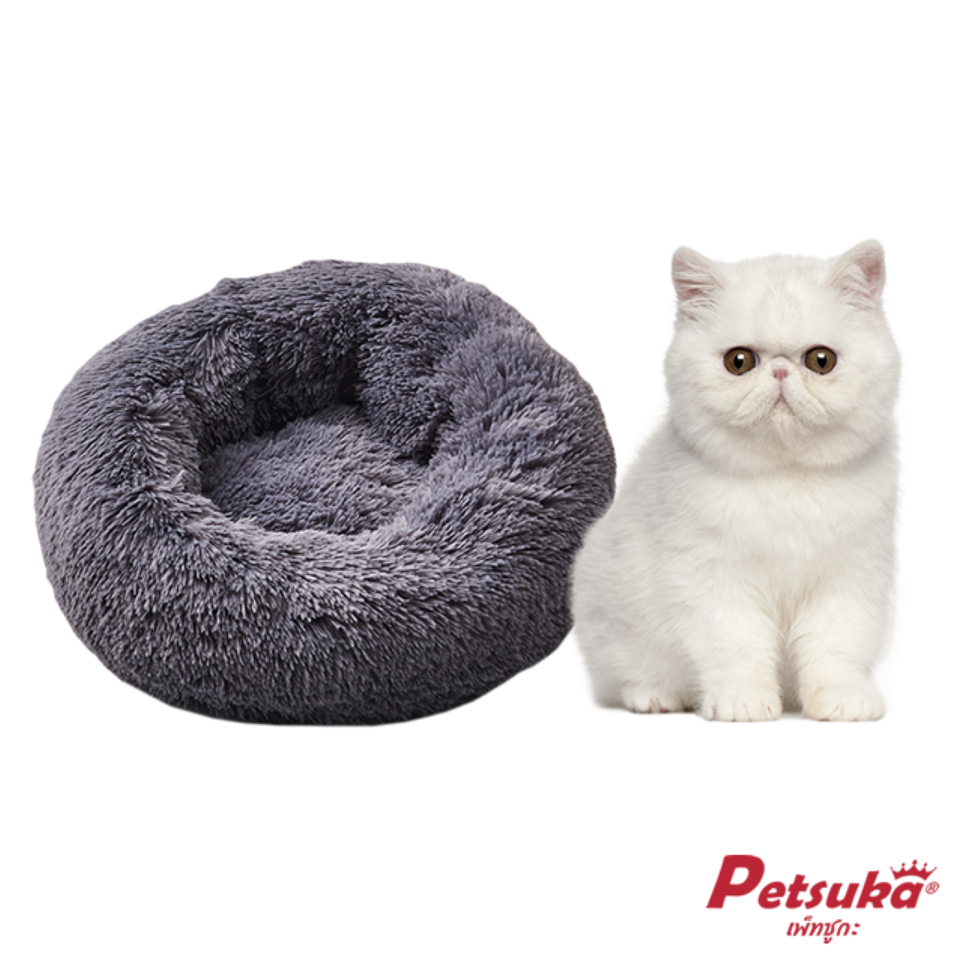 ที่นอนขนนุ่มโดนัท Petsuka สำหรับสัตว์เลี้ยง สีเทา 50 cm