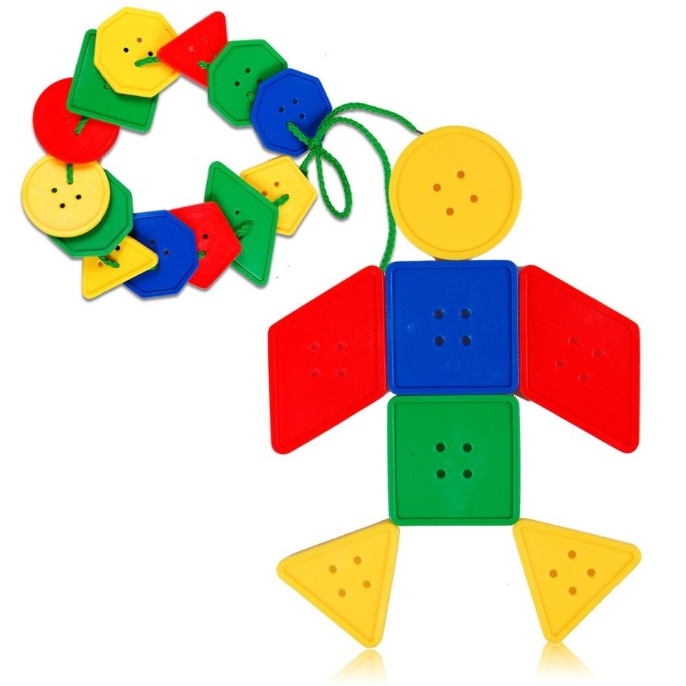 ของเล่นร้อยเชือก กระดุมเสริมพัฒนาการ รูปเรขาคณิต ของเล่นเด็กอนุบาล ของเล่นเด็ก 3 ขวบ ของเล่นฝึกสมาธิ