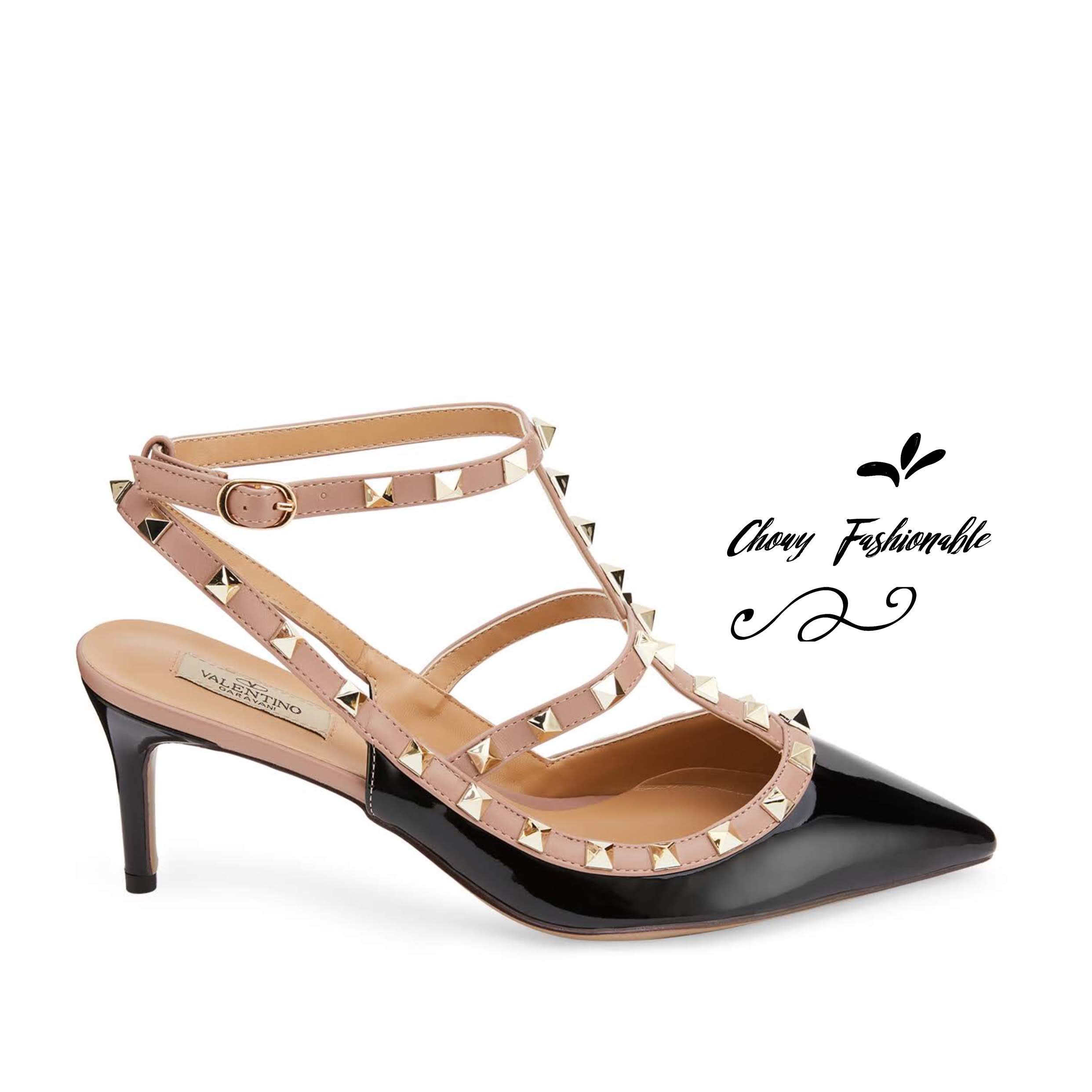 รองเท้าไซส์ใหญ่ 40-42 สูง 3 นิ้ว วาเลน T-Strapy Metal ส้นสูงไซส์ใหญ่ KR0369BN