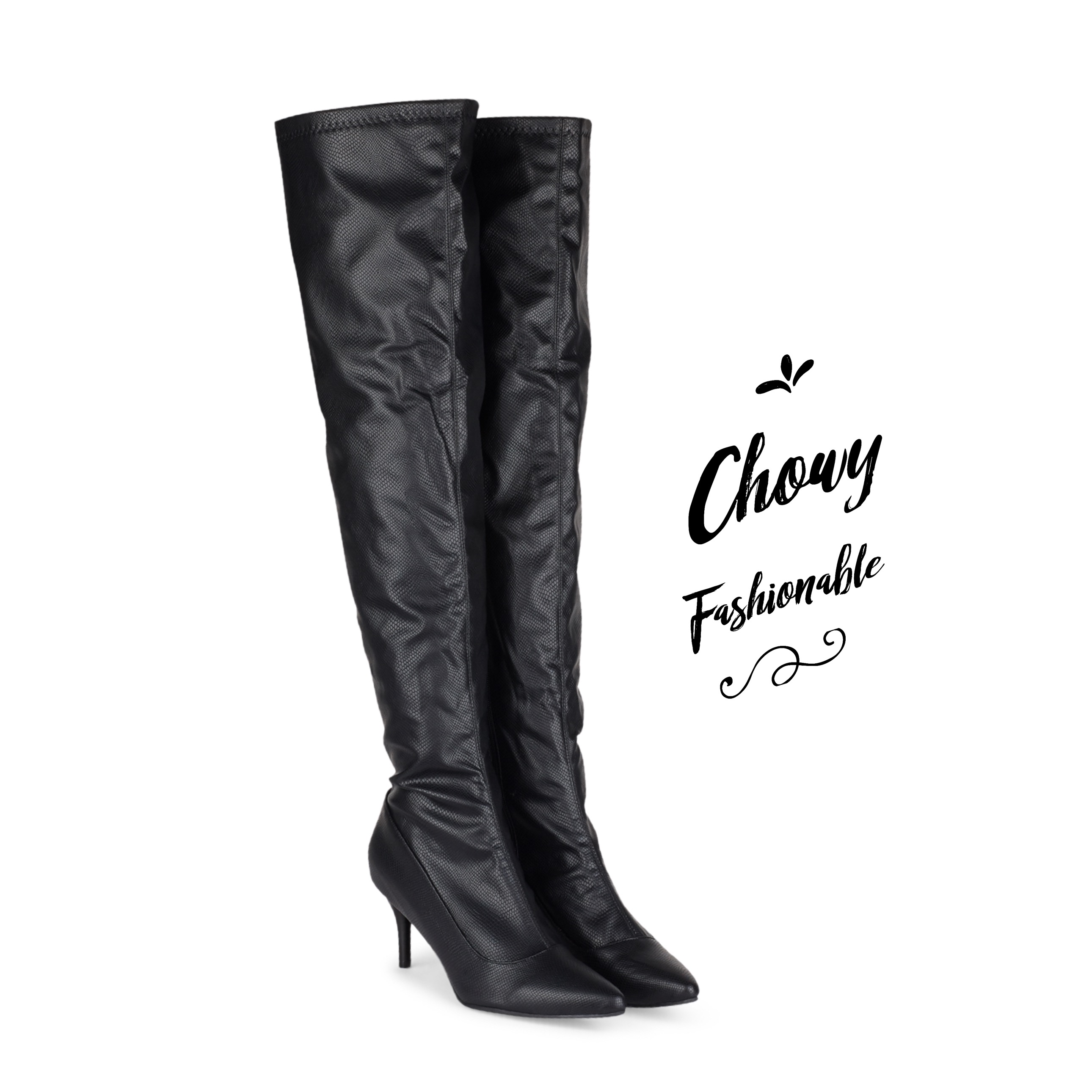 รองเท้าไซส์ใหญ่ 46-48 บูทยาวไซส์ใหญ่ บู้ทยาวเหนือเข่า ส้นสูง 3 นิ้ว CHOWY KR1184