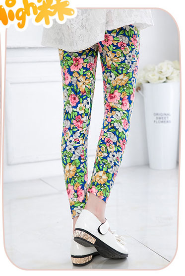 กางเกงเลคกิ้งเด็กหญิง ปริ้นท์ลายดอก ผ้าเบา นิ่มเด้ง ใส่สบายทุกฤดู (เด็กสูง 90-130 ซม.)