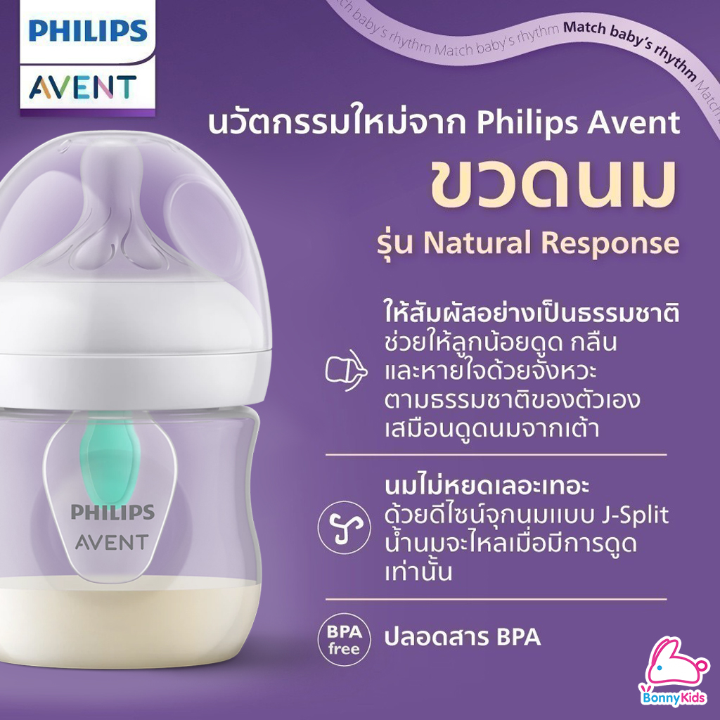 PHILIPS AVENT (ฟิลิปส์เอเวนท์) ขวดนมพร้อมจุกนม ระบายอากาศ Airfree Vent (ขนาด 4 ออนซ์)