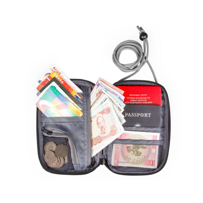 กระเป๋าใส่พาสปอร์ตห้อยคอ คล้องคอได้ กระเป๋าใส่หนังสือเดินทาง ป้องกันการขโมยข้อมูลบัตรเครดิตด้วยคลื่น RFID (Black)