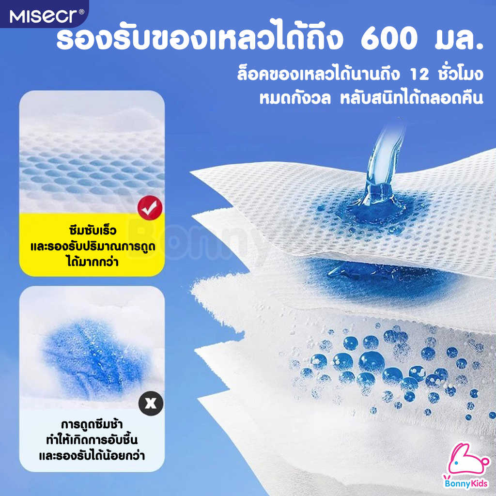 MISECR (มิสเซอร์) Baby Diapers ผ้าอ้อมเด็กสำเร็จรูป ใช้ได้ทั้งเด็กชายและเด็กหญิง ดูดซับได้นานถึง 8 ชั่วโมง